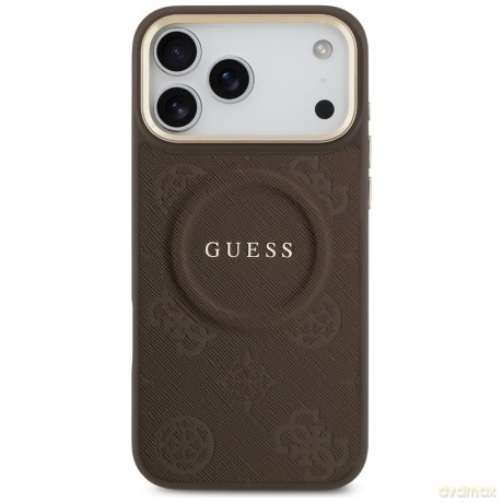 Guess nakładka do iPhone 17 Pro Max HC MAGSAFE PU W/ PEONY HOT STAMP brązowa