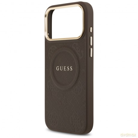 Guess nakładka do iPhone 17 Pro Max HC MAGSAFE PU W/ PEONY HOT STAMP brązowa