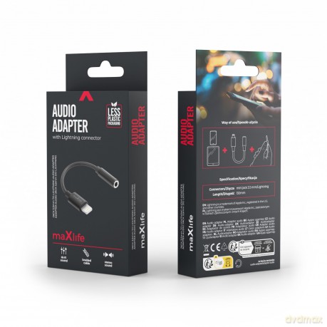Maxlife adapter audio MXJL-02 jack 3,5 mm - Lightning czarny