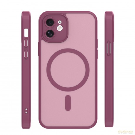 Nakładka Mag Matt do iPhone 12 6,1" bordowa camera protection