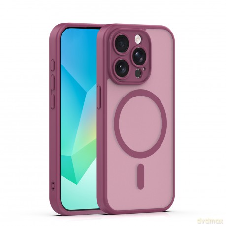 Nakładka Mag Matt do iPhone 15 Pro 6,1" bordowa camera protection