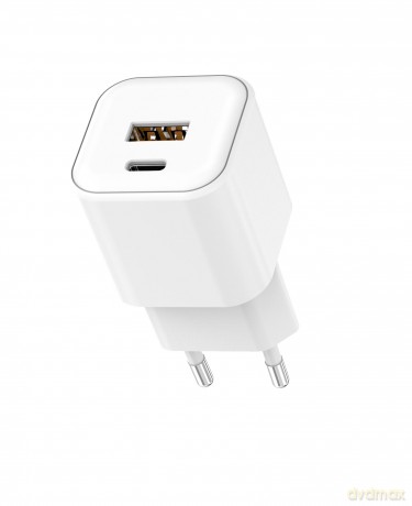 Setty ładowarka sieciowa USB-A + USB-C 20W LSGaN-AC-200 biała