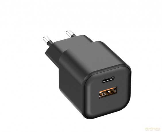 Setty ładowarka sieciowa USB-A + USB-C 20W LSGaN-AC-201 czarna