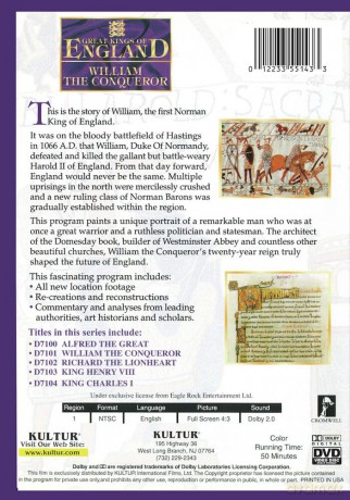 Great Kings of England: William The Conqueror [DVD]