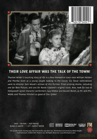 Our Town (1940) | Newly Restored Archive Collection [DVD]