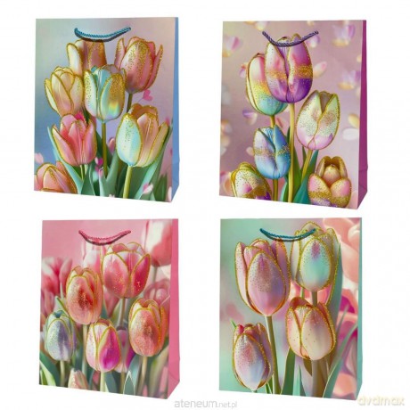 Torebka prezentowa uniwersalna M Tulipany mix