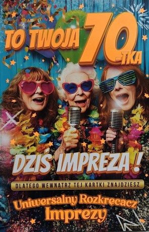 285 Karnet JCX na 70 urodziny dla kobiety z grą