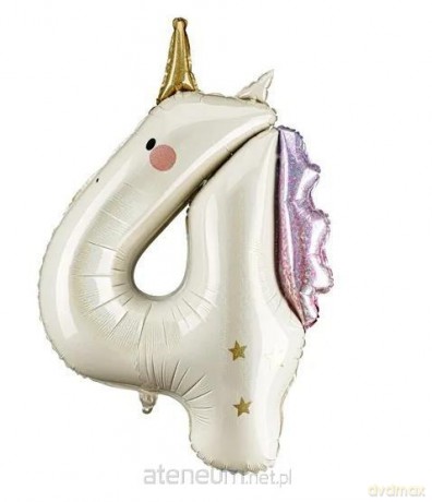 Balon foliowy Cyfra 4 Jednorożec 93 cm