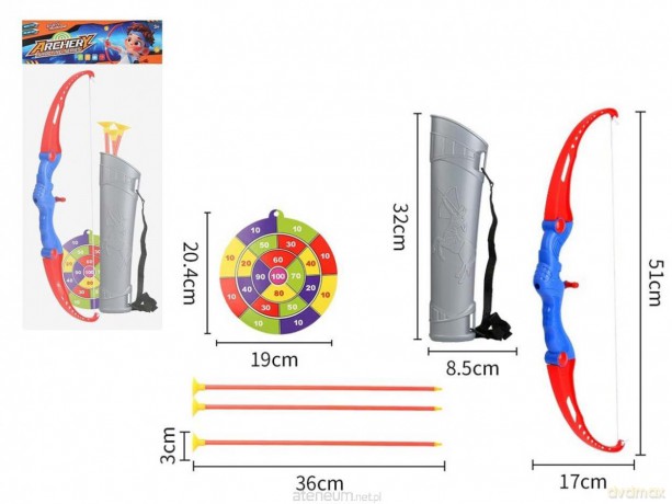 Zestaw z łukiem 51cm + tarcza + 3 strzały polybag [FIGURKA]