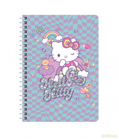 Kołobrulion A4 100k.kratka Hello Kitty pink metalowa spirala wzór 3