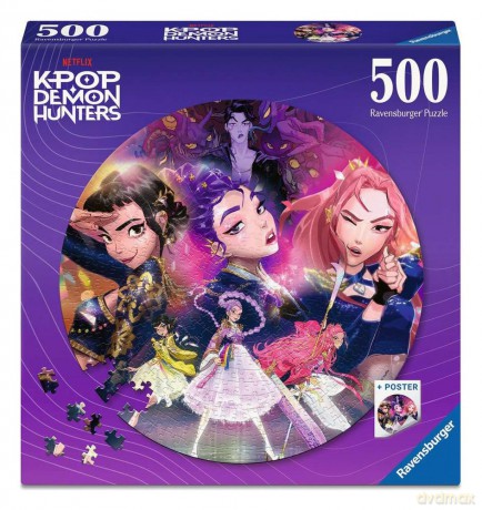 KPop Demon Hunters Round Jigsaw Puzzle For the fans! (500 Pieces)