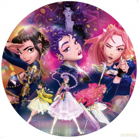 KPop Demon Hunters Round Jigsaw Puzzle For the fans! (500 Pieces)