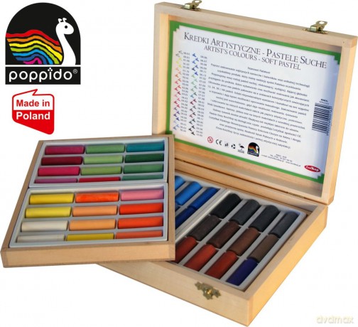 Pastele suche 48 kol. w drewnianej kasecie KREDKOP