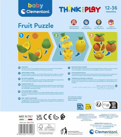 AS Baby Clementoni: Think and Play - Fruit Puzzle (Recycled Plastic) (1000-17512)