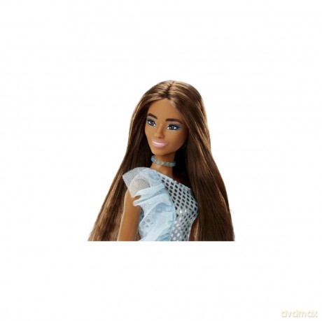 Mattel Barbie: Glitz Outfits - Dark Skin Doll with Light Blue Dress (HJR95)