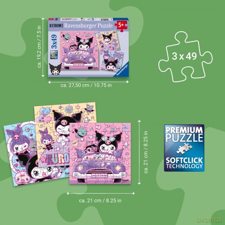 Ravensburger Puzzle: Kuromi - Kuromi on Tour (3x49pcs) (12004332)