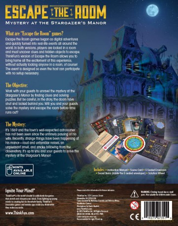 ThinkFun Logic Game: Escape The Room - Mystery at the Stargazers Manor (007351)