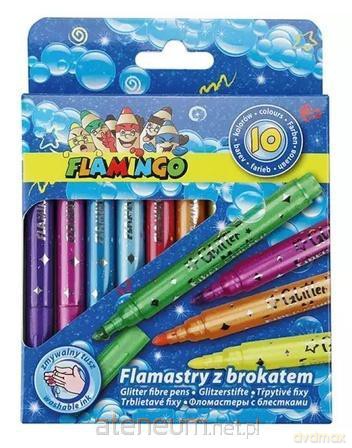 Flamastry z brokatem 10 kolorów