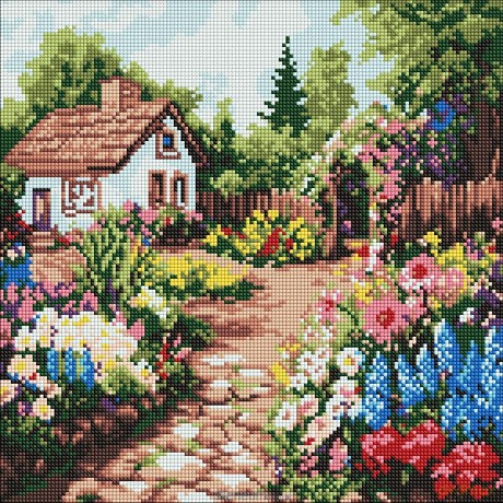 Mozaika diamentowa - Kwiatowe rabaty 40x40 cm