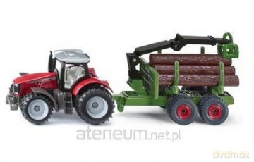 Siku Orange - Massey Ferguson z przyczepą leśną