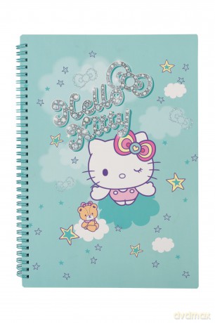 Kołobrulion A4 100k.kratka metalowa spirala Hello Kitty pink wzór 1