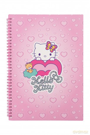Kołobrulion A4 100k.kratka metalowa spirala Hello Kitty pink wzór 2