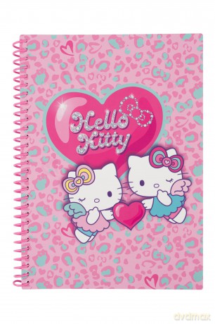 Kołobrulion B5 100k.kratka plastikowa spirala Hello Kitty pink wzór 1