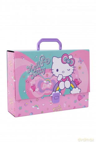 Teczka przestrzenna tekturowa z gumką A4 Hello Kitty pink wzór 1