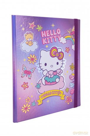 Teczka przestrzenna tekturowa z gumką A4 Hello Kitty pink wzór 2