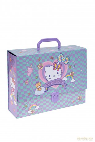 Teczka przestrzenna tekturowa z gumką A4 Hello Kitty pink wzór 2