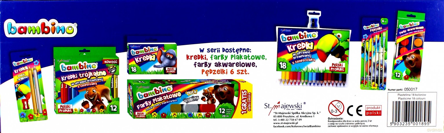 Plastelina kwadratowa 18 kolorów BAMBINO