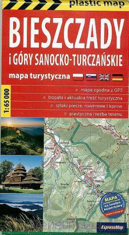 Plastic map Bieszczady i Góry Sanocko- Turczańskie