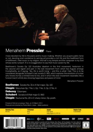 Pressler Menahem: In Recital At Cite De La Musique Paris [DVD]