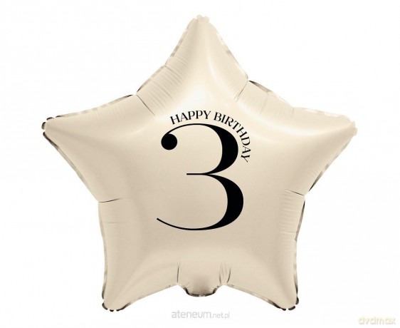 Balon foliowy Gwiazda kremowa cyfra 3 44 cm