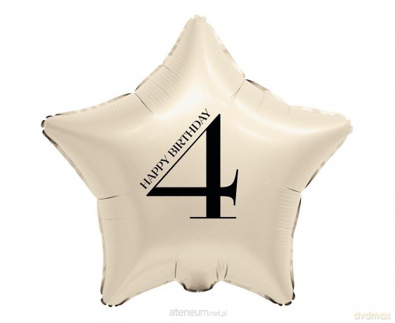 Balon foliowy Gwiazda kremowa cyfra 4 44 cm