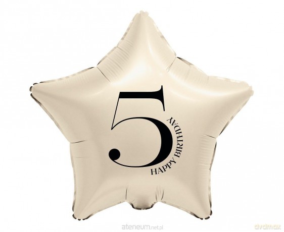 Balon foliowy Gwiazda kremowa cyfra 5 44 cm