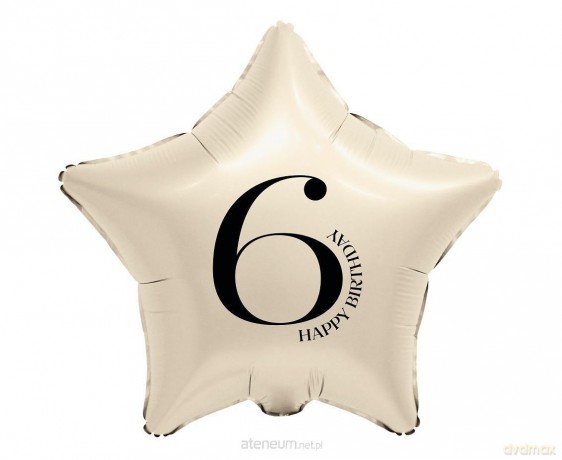 Balon foliowy Gwiazda kremowa cyfra 6 44 cm