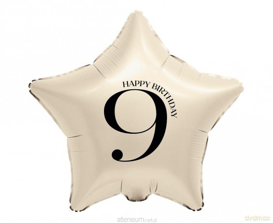 Balon foliowy Gwiazda kremowa cyfra 9 44 cm