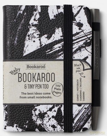 Bookaroo Notatnik A7 z długopisem - czarno-biały