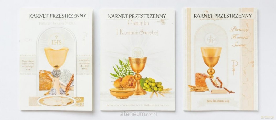 Karnet duży przestrzenny Komunia 14x20cm +koperta
