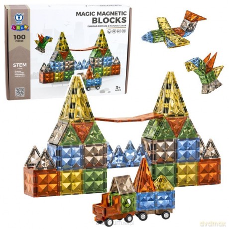 Klocki magnetyczne pojazd 3D 100 el. [KLOCKI]