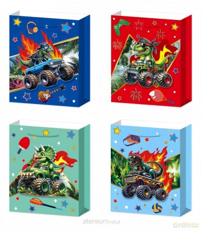 Torebka prezentowa L Pojazdy dinozaury