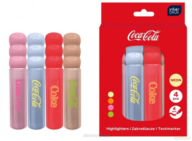 Zakreślacze Coca-Cola neon 4 kolory