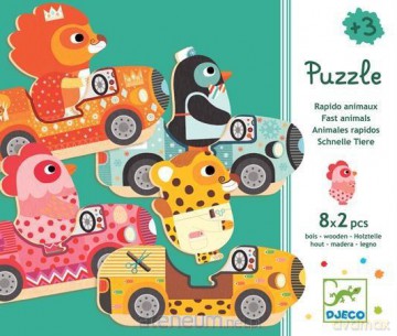 Zwierzątka w samochodzie [PUZZLE DREWNIANE]
