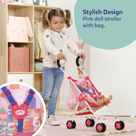 Baby Born - Stroller with Bag Pink (840665)