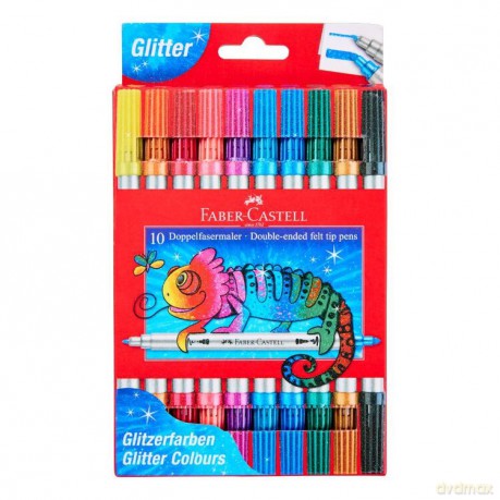 Faber-Castell - Double Tip Glitter Markers - 10 Asst.