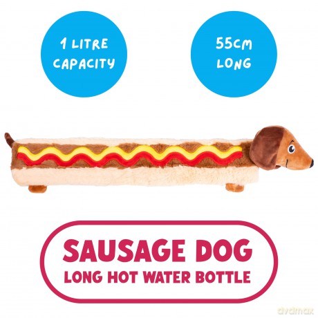Fizz Creations - Sausage Dog Long Hot Water Bottle - 55cm