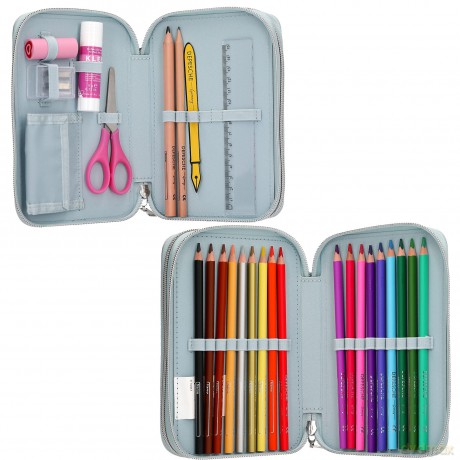 Miss Melody - Double Pencil Case - Pale Light Blue