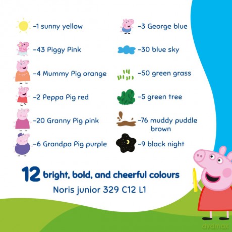 Staedtler - Peppa Pig Pens - 12 pcs Assorted (329 C12 L1)