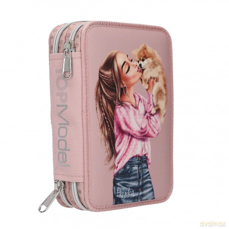 Topmodel - Double Pencil Case DOTS - Rose